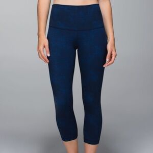 Lululemon wunder under crop ll (roll down) Sashico Cross Inkwell Rugged Blue
